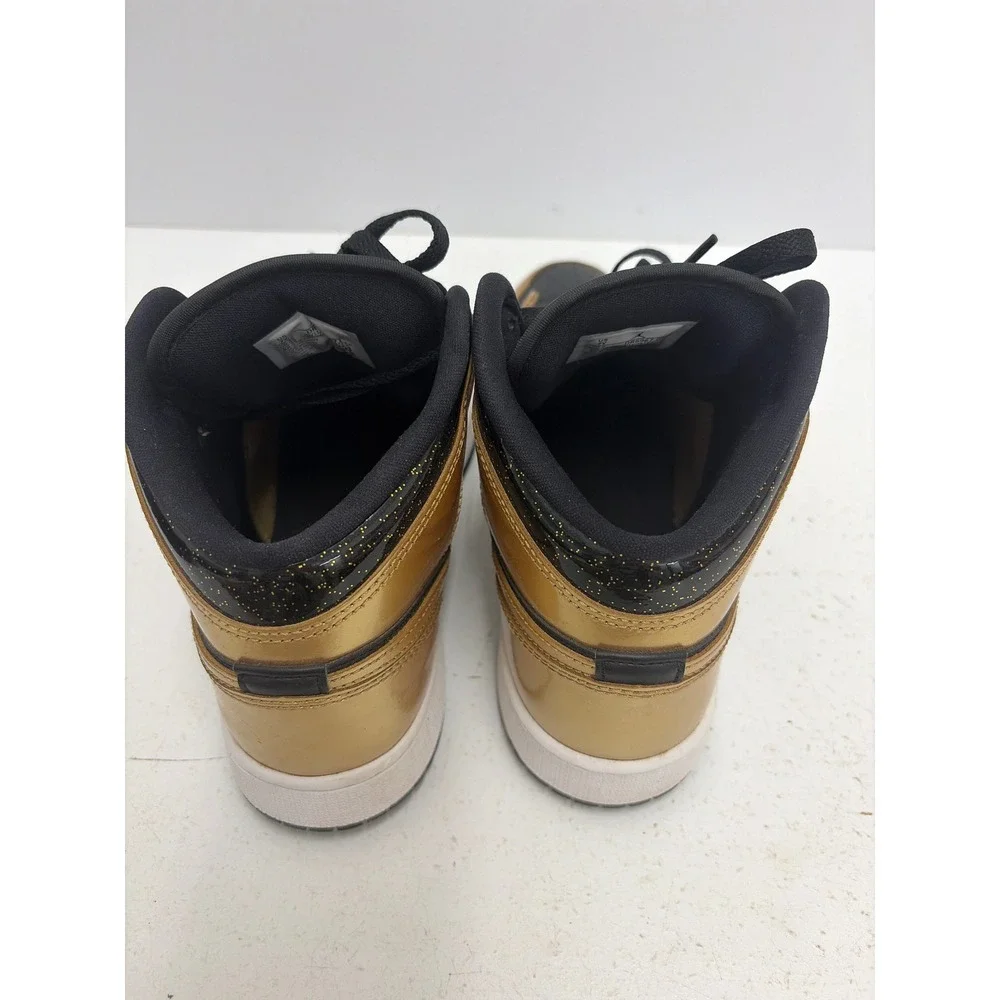 Air Jordan 1 Mid SE GS Black Metallic Gold Sneakers DR6967-071 Kids Size 7Y - Picture 4 of 8